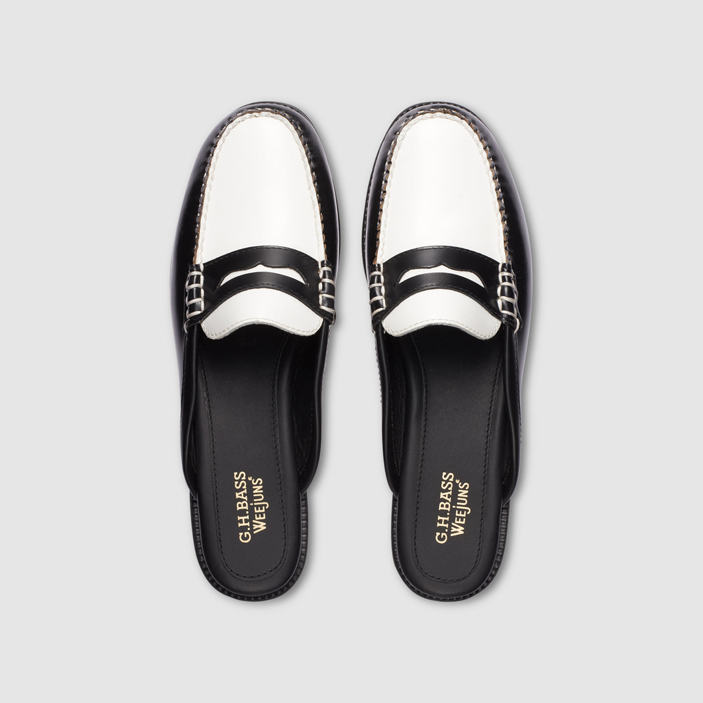 Gh bass black and white loafers online